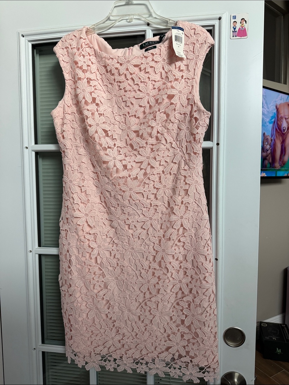 Lauren Ralph Lauren Blush Pink Floral Lace Sheath Dress